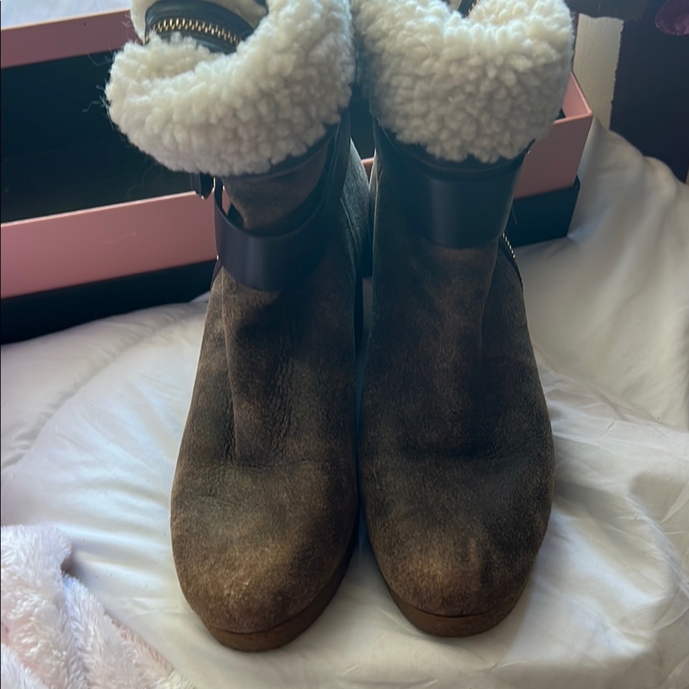 Michael Kors Brown and White Winter Boots with Plush Lining